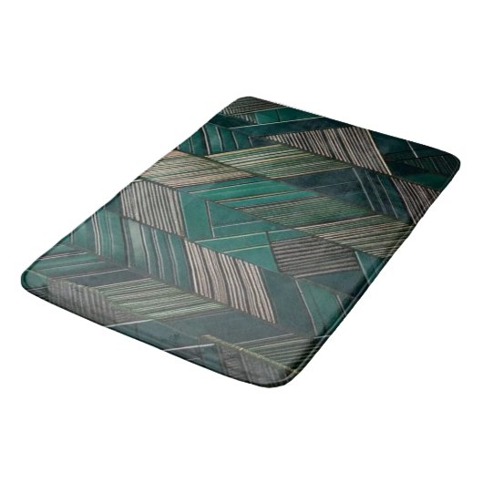 Midnight Malachite: Modern Art Deco Teal  バスマット (アングル)