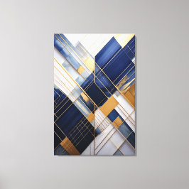 Midnight&Marble : Art Deco Navy and Gold Geometric キャンバスプリント