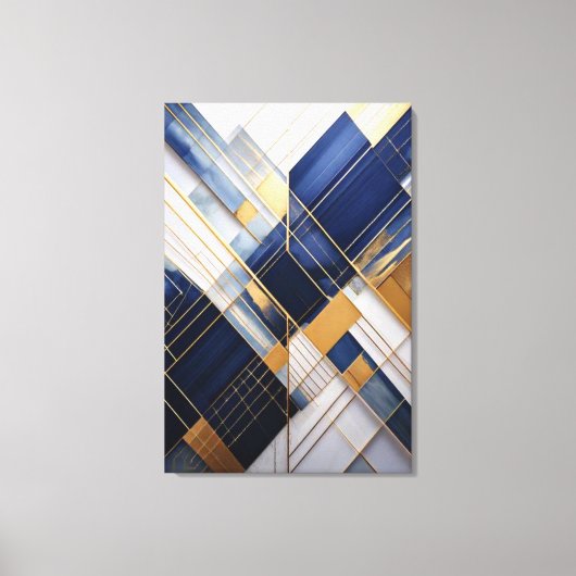 Midnight&Marble : Art Deco Navy and Gold Geometric キャンバスプリント (正面)