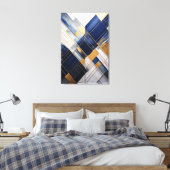 Midnight&Marble : Art Deco Navy and Gold Geometric キャンバスプリント (インサイチュ (寝室))