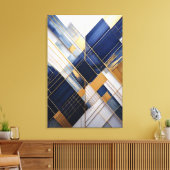 Midnight&Marble : Art Deco Navy and Gold Geometric キャンバスプリント (インサイチュ (リビング))
