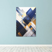 Midnight&Marble : Art Deco Navy and Gold Geometric キャンバスプリント (インサイチュ (ウッドフロア))