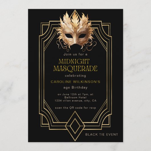 Midnight Masquerade formal birthday 招待状 (正面)