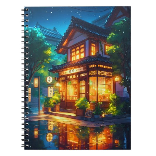 Midnight Matcha – くつろぎの日本風ローファイカフェ ノートブック (正面)
