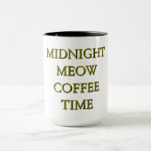 Midnight Meow Coffee Time–Black & Gold Cat Mug マグカップ (中央)