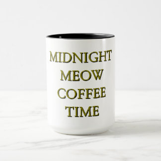 Midnight Meow Coffee Time–Black & Gold Cat Mug マグカップ