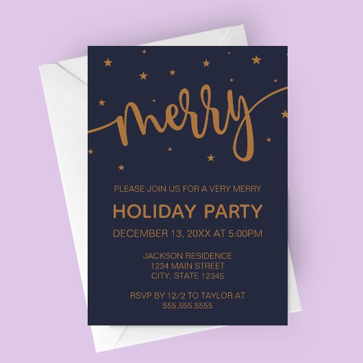 Midnight Merry Holiday Party Invitation 招待状