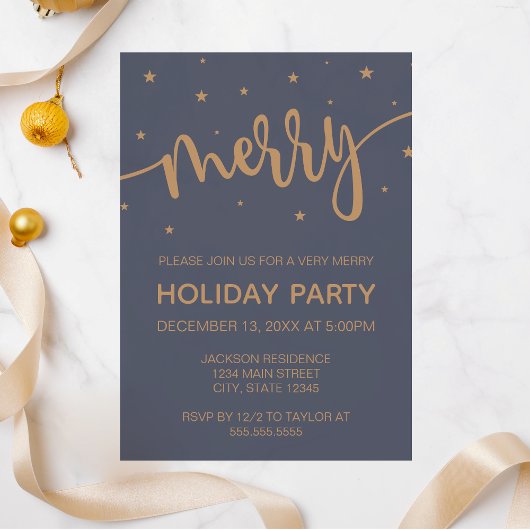 Midnight Merry Holiday Party Invitation 招待状