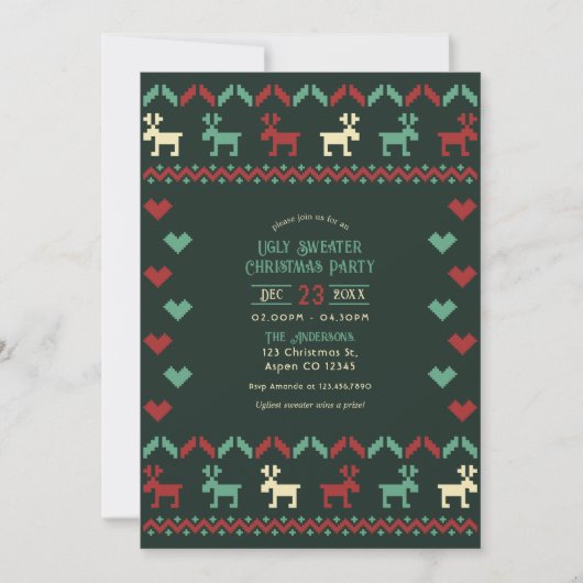 Midnight Mistletoe Ugly Sweater Christmas Party 招待状 (正面)