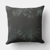 Midnight Monstera Shadows Throw Pillow クッション (裏面)