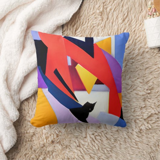 Midnight Muse - Black Cat and Art Edit クッション (ブランケット)