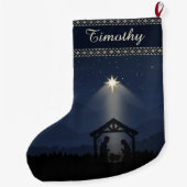 Midnight Nativity Silhouette Christmas Stocking ラージクリスマスストッキング (裏面)