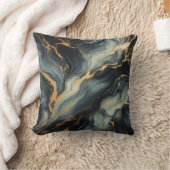 Midnight Navy and Gold Marble Artistic Pattern クッション (ブランケット)