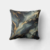 Midnight Navy and Gold Marble Artistic Pattern クッション (裏面)
