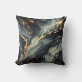 Midnight Navy and Gold Marble Artistic Pattern クッション (正面)