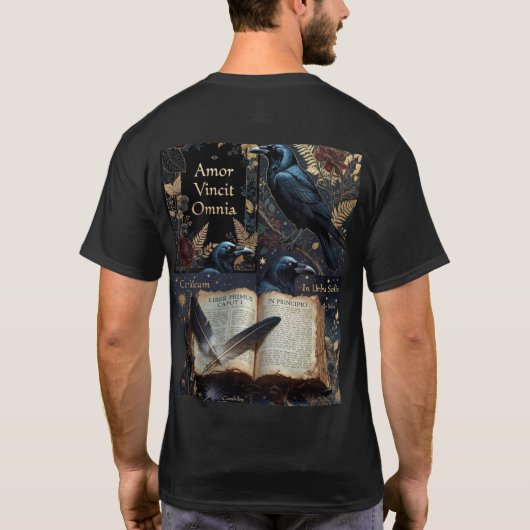 midnight-navy design with ravens perched  tシャツ (裏面)