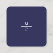 Midnight Navy Monogram QR Code Wedding Details スクエア名刺 (裏面)