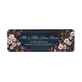 Midnight Navy White Botanical Frame ラベル