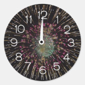 Midnight New Years Eve Clock On Fireworks ラウンドシール (正面)