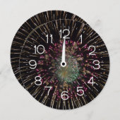 Midnight New Years Eve Clock On Fireworks  招待状 (正面/裏面)