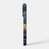 Midnight Ocean Marble Glow ✨ Gold Swirl Elegant iPhoneケース (左側面)