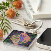 “Midnight Offering” – Botanical Hand & Bloom  キーホルダー (正面右)