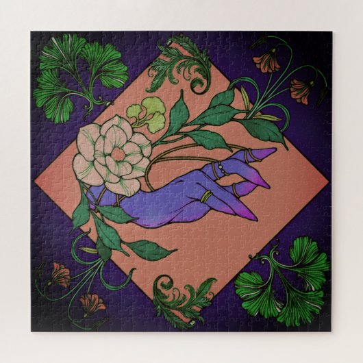 “Midnight Offering” – Botanical Hand & Bloom ジグソーパズル (横)