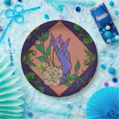 “Midnight Offering” – Botanical Hand & Bloom  ペーパープレート (パーティー)