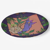 “Midnight Offering” – Botanical Hand & Bloom  ペーパープレート (アングル)