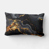 Midnight Onyx & Gold Leaf Abstract Pillow ランバークッション (裏面)