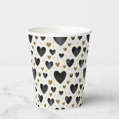 Midnight Onyx Hearts & Radiant Gold Sparkle 紙コップ (左)