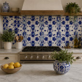 Midnight Paisley Elegant Blue Botanical Mosaic タイル