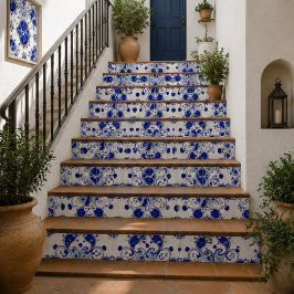 Midnight Paisley Elegant Blue Botanical Mosaic タイル