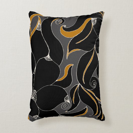 Midnight Petals – Elegant Floral Pattern アクセントクッション (正面(垂直))