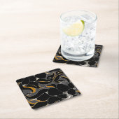 Midnight Petals – Elegant Floral Pattern スクエアペーパーコースター (インサイチュ)