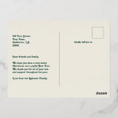 Midnight Pine & Cream White Christmas Photo 箔シーズンポストカード (裏面)