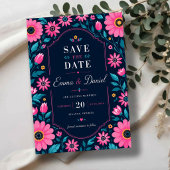 Midnight Pink Floral Romantic Wildflower Elegant  セーブザデート
