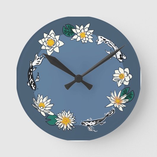 Midnight Pond Botanical Circle Wall Clock ラウンド壁時計 (正面)