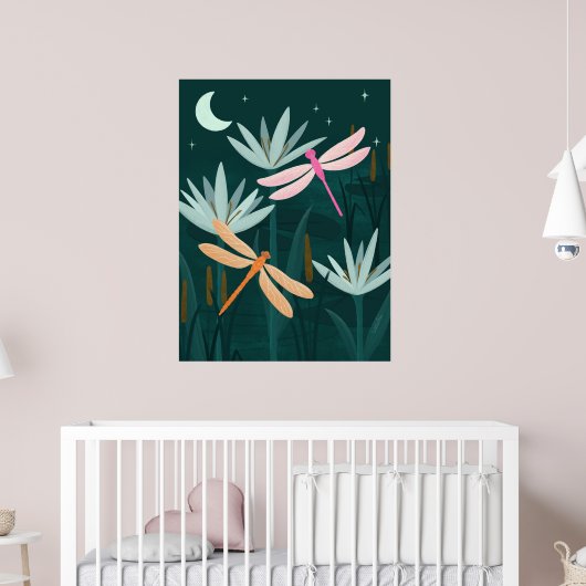 Midnight Pond Dragonflies Wall Art - Poster ポスター (子ども部屋2)