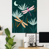 Midnight Pond Dragonflies Wall Art - Poster ポスター (ホームオフィス)