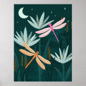 Midnight Pond Dragonflies Wall Art - Poster ポスター (正面)