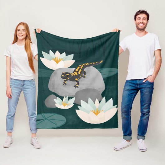 Midnight Pond Fire Salamander フリースブランケット (インサイチュ)