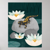 Midnight Pond Fire Salamander Wall Art - Poster ポスター (正面)