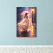 Midnight Rain: Impasto Style キャンバスプリント (インサイチュ (ウッドフロア))