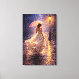 Midnight Rain: Impasto Style キャンバスプリント