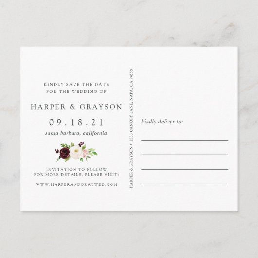 Midnight Romance日付を保存 案内ポストカード (裏面)