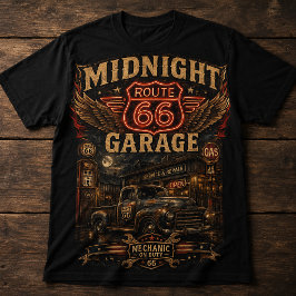 MIDNIGHT ROUTE 66 GARAGE – ビンテージアメリカーナメカ Tシャツ