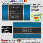 Midnight Sapphire & Brushed Gold Obsidian Business 名刺