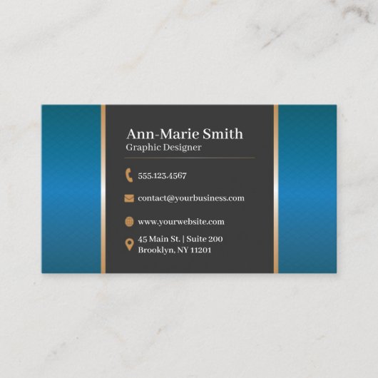 Midnight Sapphire & Brushed Gold Obsidian Business 名刺 (正面)