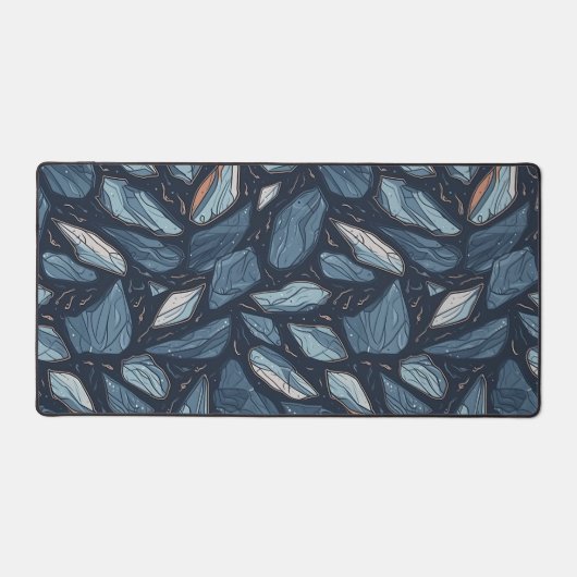 Midnight Sapphire Leaf Mosaic デスクマット (正面)